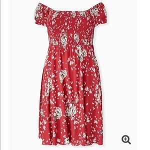 NWT Torrid Red Smocked Floral Mini Dress